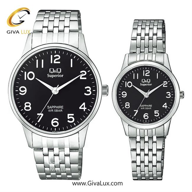 ساعت مچی اورجینال ست کیو اند کیو Q&Q نقره ای | نقره ای| مشکی| کد رفرنس مردانه: S280J215Y، زنانه: S281J205Y